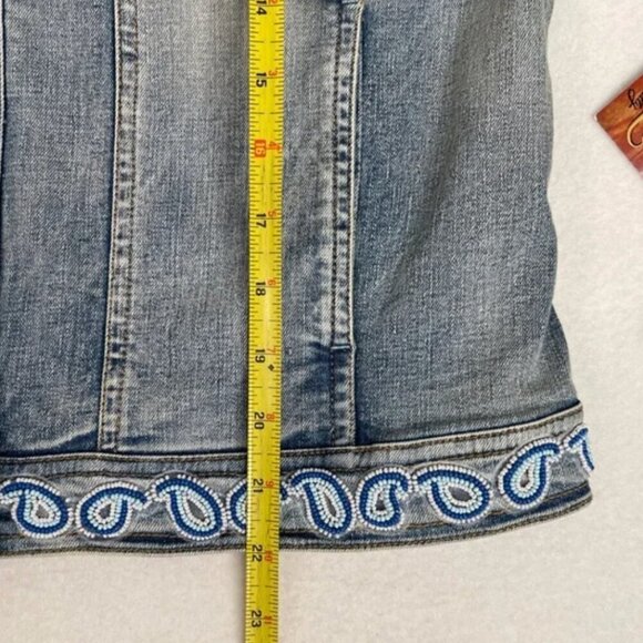 Scully Beaded Jean Jacket Medium Southwest Western - Picture 11 of 15